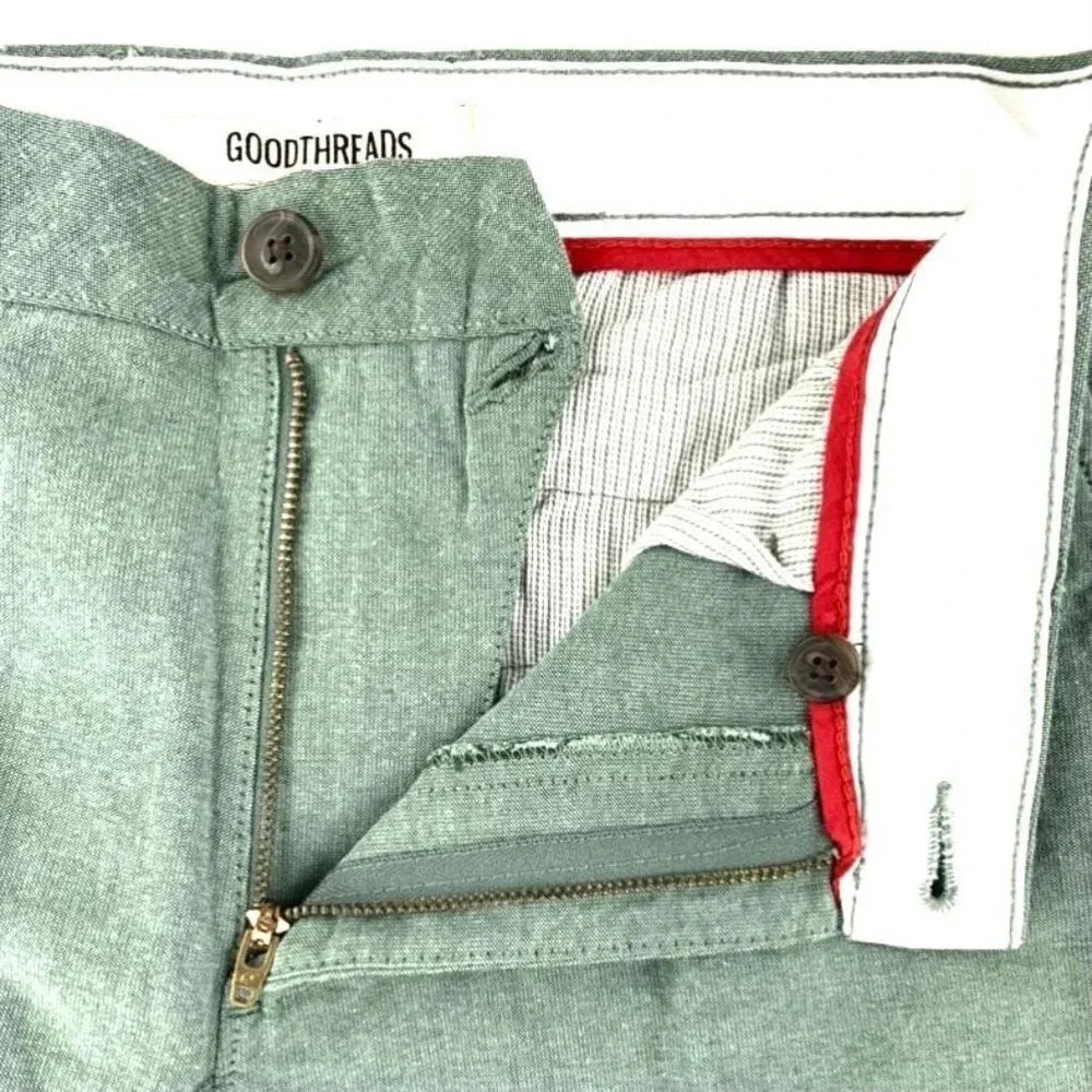 GoodthReads Olive Green Stretch Flat Front Size 30 Men's Short - Picture 8 of 12